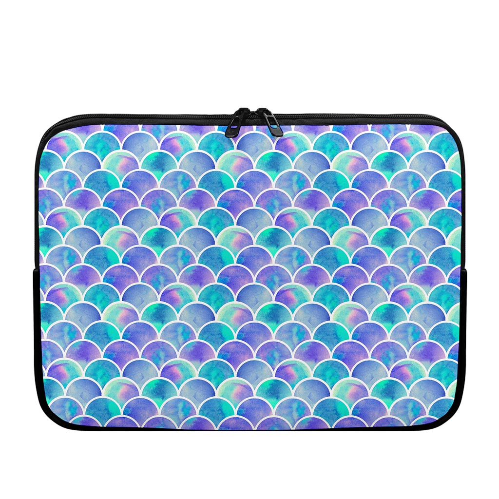 Sea Blue Mermaid Scales Pattern Print Laptop Sleeve