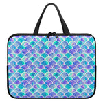 Sea Blue Mermaid Scales Pattern Print Laptop Sleeve With Handle