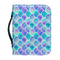 Sea Blue Mermaid Scales Pattern Print Leather Bible Cover