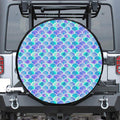 Sea Blue Mermaid Scales Pattern Print Leather Spare Tire Cover