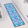 Sea Blue Mermaid Scales Pattern Print Long Kitchen Mat