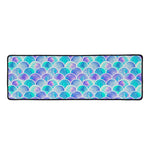 Sea Blue Mermaid Scales Pattern Print Long Kitchen Mat