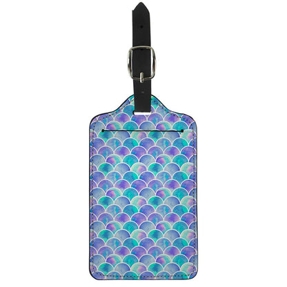 Sea Blue Mermaid Scales Pattern Print Luggage Tag