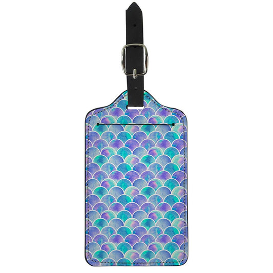 Sea Blue Mermaid Scales Pattern Print Luggage Tag