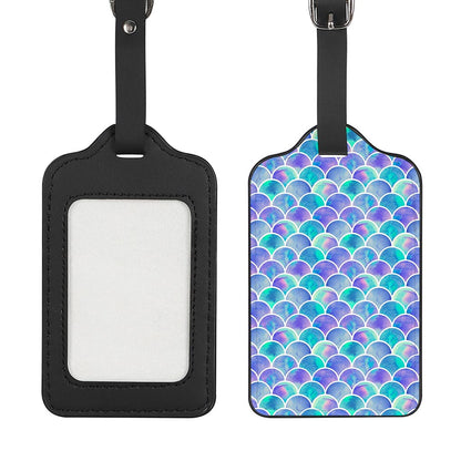 Sea Blue Mermaid Scales Pattern Print Luggage Tag
