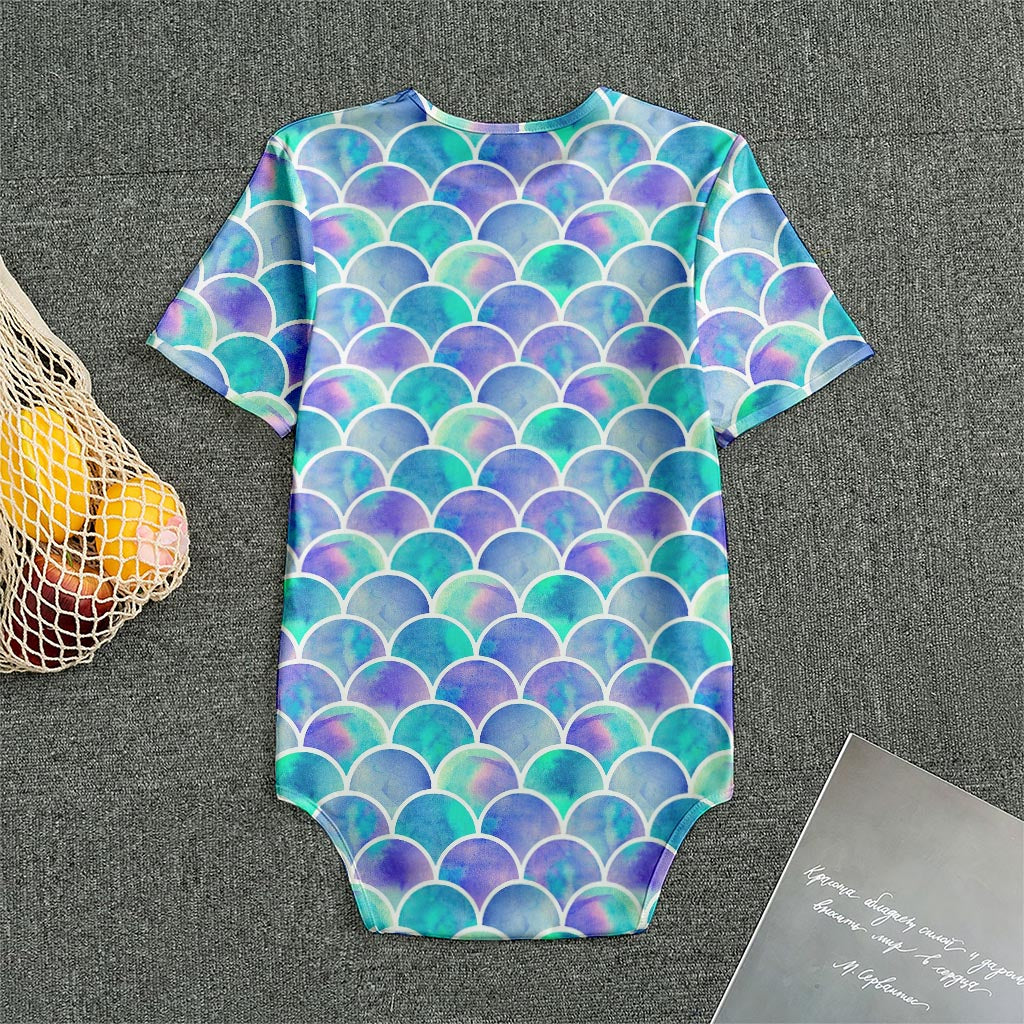 Sea Blue Mermaid Scales Pattern Print Men's Bodysuit