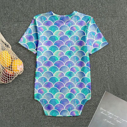 Sea Blue Mermaid Scales Pattern Print Men's Bodysuit
