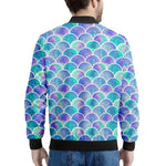 Sea Blue Mermaid Scales Pattern Print Men's Bomber Jacket