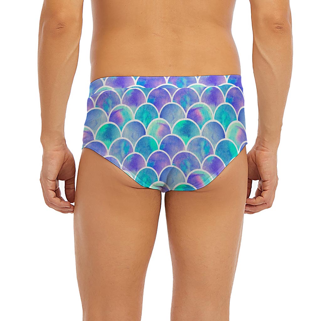 Sea Blue Mermaid Scales Pattern Print Men's Briefs