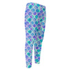 Sea Blue Mermaid Scales Pattern Print Men's Compression Pants