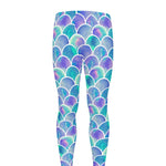 Sea Blue Mermaid Scales Pattern Print Men's leggings