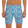 Sea Blue Mermaid Scales Pattern Print Men's Long Boxer Briefs