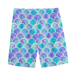 Sea Blue Mermaid Scales Pattern Print Men's Sports Shorts