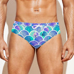 Sea Blue Mermaid Scales Pattern Print Men's Swim Briefs