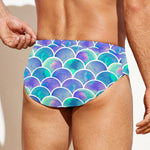 Sea Blue Mermaid Scales Pattern Print Men's Swim Briefs
