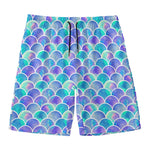 Sea Blue Mermaid Scales Pattern Print Men's Swim Trunks