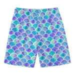 Sea Blue Mermaid Scales Pattern Print Men's Swim Trunks