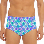 Sea Blue Mermaid Scales Pattern Print Men's Triangle Swim Briefs