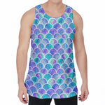 Sea Blue Mermaid Scales Pattern Print Men's Velvet Tank Top