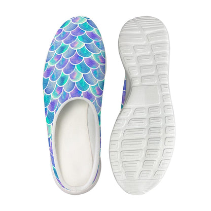 Sea Blue Mermaid Scales Pattern Print Mesh Casual Shoes