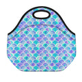 Sea Blue Mermaid Scales Pattern Print Neoprene Lunch Bag