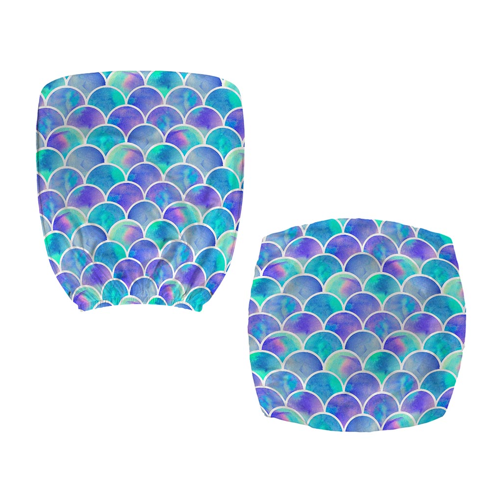 Sea Blue Mermaid Scales Pattern Print Office Chair Cover