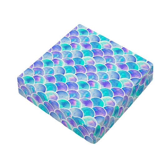 Sea Blue Mermaid Scales Pattern Print Outdoor Seat Cushion Cover