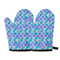 Sea Blue Mermaid Scales Pattern Print Oven Mitts