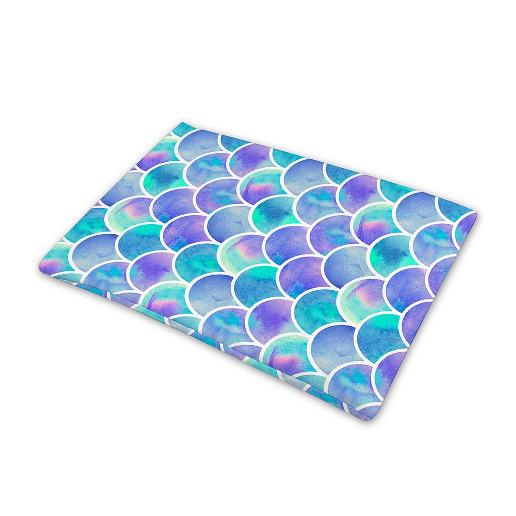 Sea Blue Mermaid Scales Pattern Print Pet Cooling Mat Cover