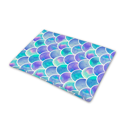 Sea Blue Mermaid Scales Pattern Print Pet Cooling Mat Cover