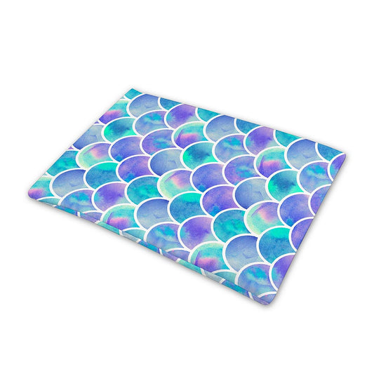 Sea Blue Mermaid Scales Pattern Print Pet Cooling Mat Cover