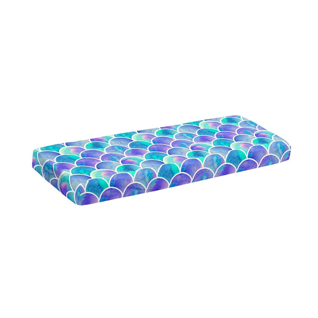 Sea Blue Mermaid Scales Pattern Print Piano Keyboard Cover
