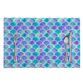 Sea Blue Mermaid Scales Pattern Print Placemat