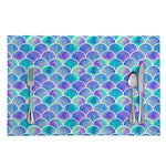 Sea Blue Mermaid Scales Pattern Print Placemat