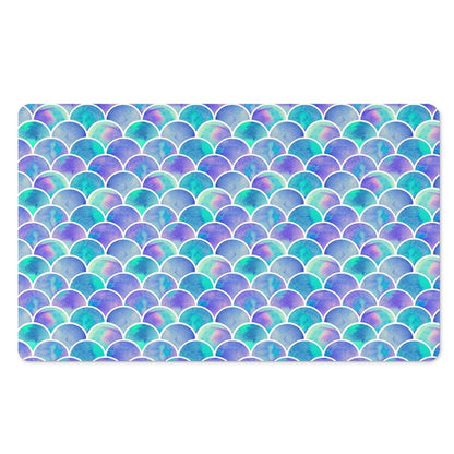 Sea Blue Mermaid Scales Pattern Print Polyester Doormat