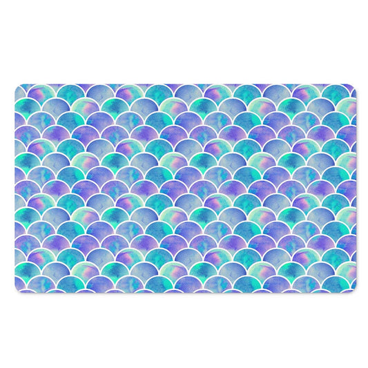 Sea Blue Mermaid Scales Pattern Print Polyester Doormat