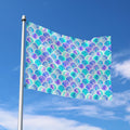 Sea Blue Mermaid Scales Pattern Print Polyester Flag