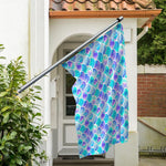 Sea Blue Mermaid Scales Pattern Print Polyester Flag