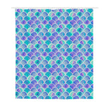 Sea Blue Mermaid Scales Pattern Print Polyester Shower Curtain