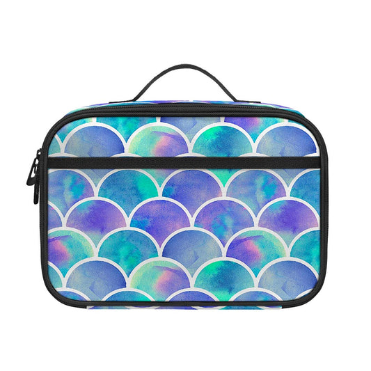 Sea Blue Mermaid Scales Pattern Print Portable Lunch Bag