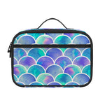 Sea Blue Mermaid Scales Pattern Print Portable Lunch Bag