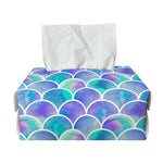 Sea Blue Mermaid Scales Pattern Print Rectangle Tissue Box Cover