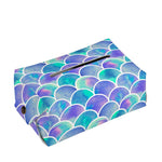 Sea Blue Mermaid Scales Pattern Print Rectangle Tissue Box Cover