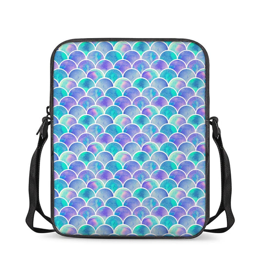Sea Blue Mermaid Scales Pattern Print Rectangular Crossbody Bag