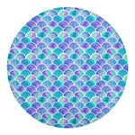 Sea Blue Mermaid Scales Pattern Print Round Blanket