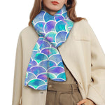 Sea Blue Mermaid Scales Pattern Print Scarf
