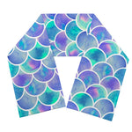 Sea Blue Mermaid Scales Pattern Print Scarf