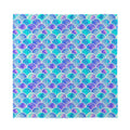 Sea Blue Mermaid Scales Pattern Print Silk Bandana