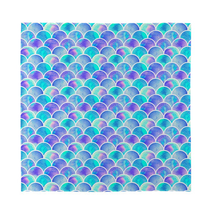Sea Blue Mermaid Scales Pattern Print Silk Bandana