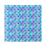 Sea Blue Mermaid Scales Pattern Print Silk Bandana